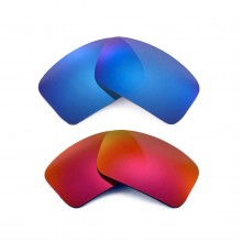 New Walleva Polarized Fire Red + Ice Blue Replacement Lenses For Oakley Oil Drum II Sunglasses
